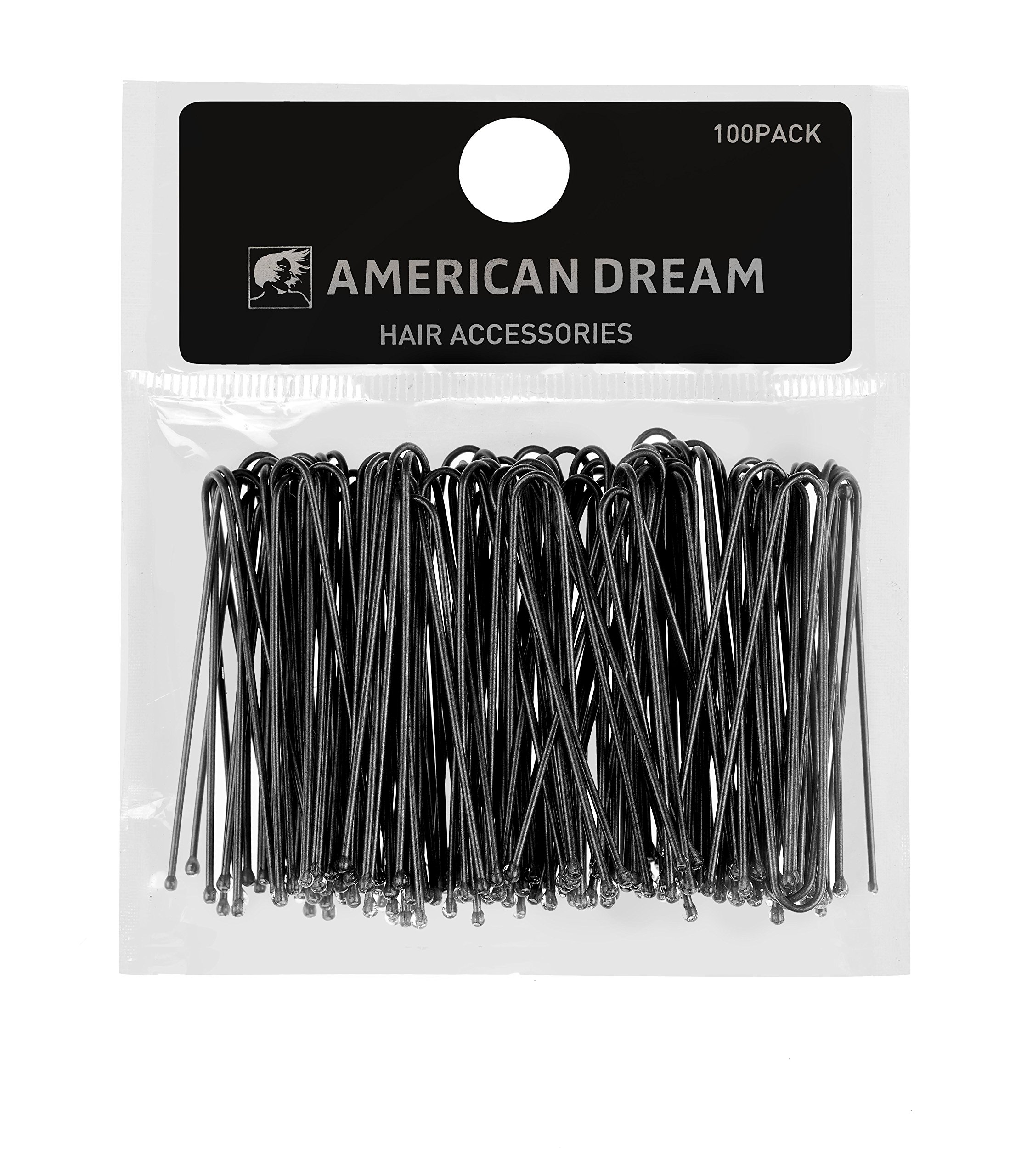 American Dream Straight Hair Pins, Black 2.5-inch/ 6.35 cm - Pack of 100