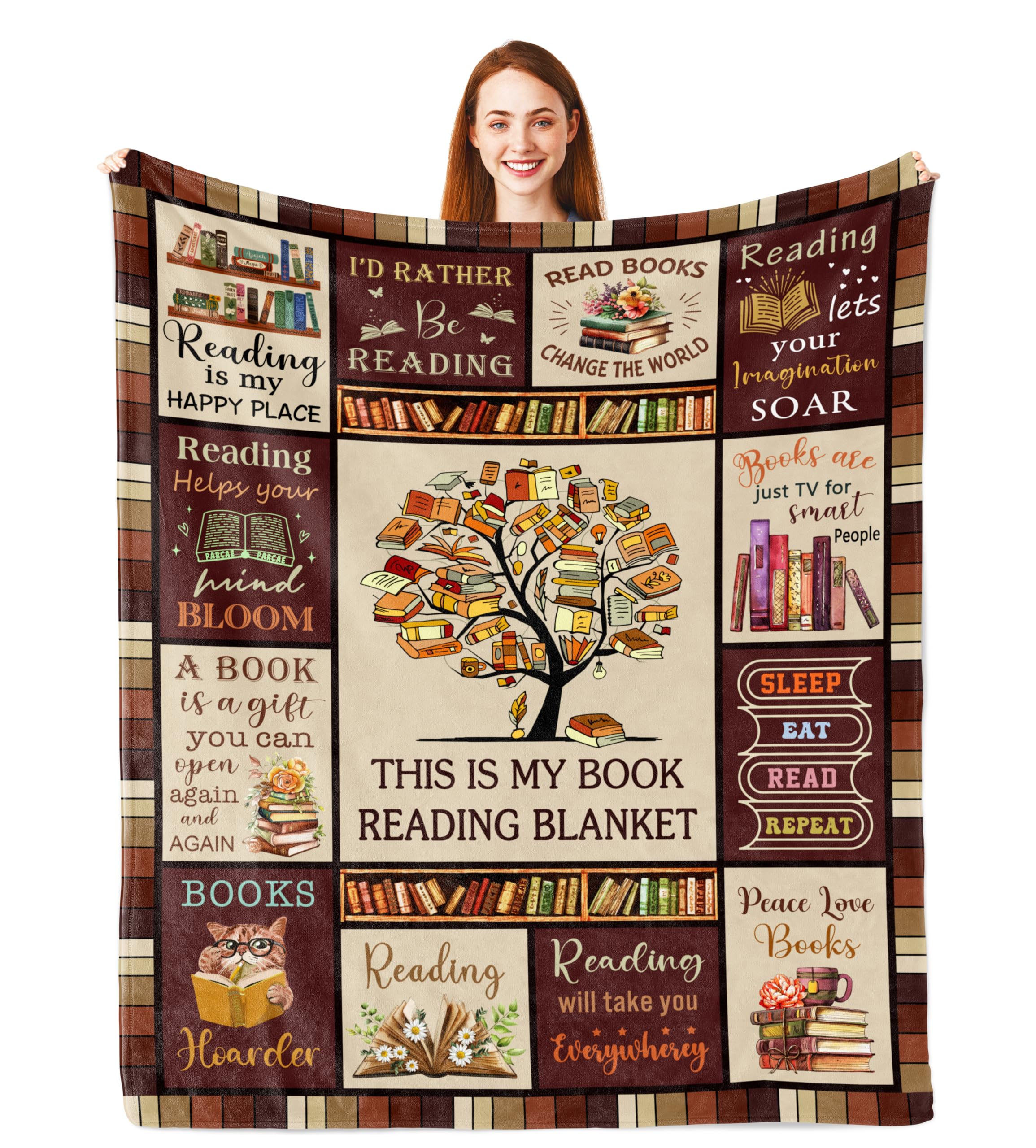 Parcae Book Lover Blanket - Reading Gift for Women/Men, Librarian, Bookish Enthusiasts - 150x130CM