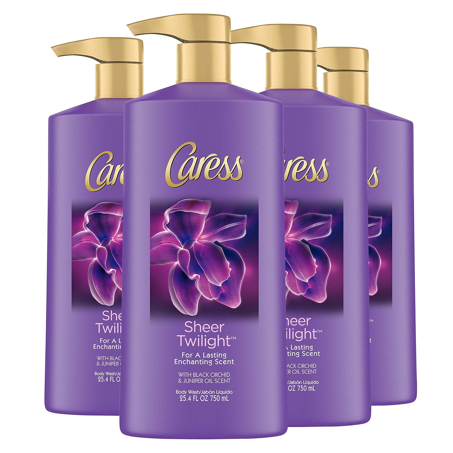 Caress Body Wash with Pump Sheer Twilight 25.4 oz, 4 Count