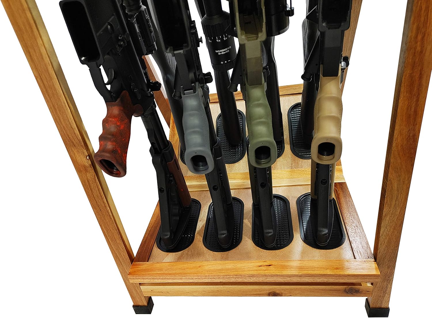 Old Cedar Outfitters Lacquered Wood 8 Capacity Folding Rifle and Gun Rack, Distressed Wood (GRTFL-008): Sports & Outdoors