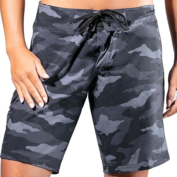 Pantalones Cortos De Baño Para Mujer - Alta Elasticidad, Cintura Alta, Borde De Contraste Ancho, Ideal Para Playa Y Piscina