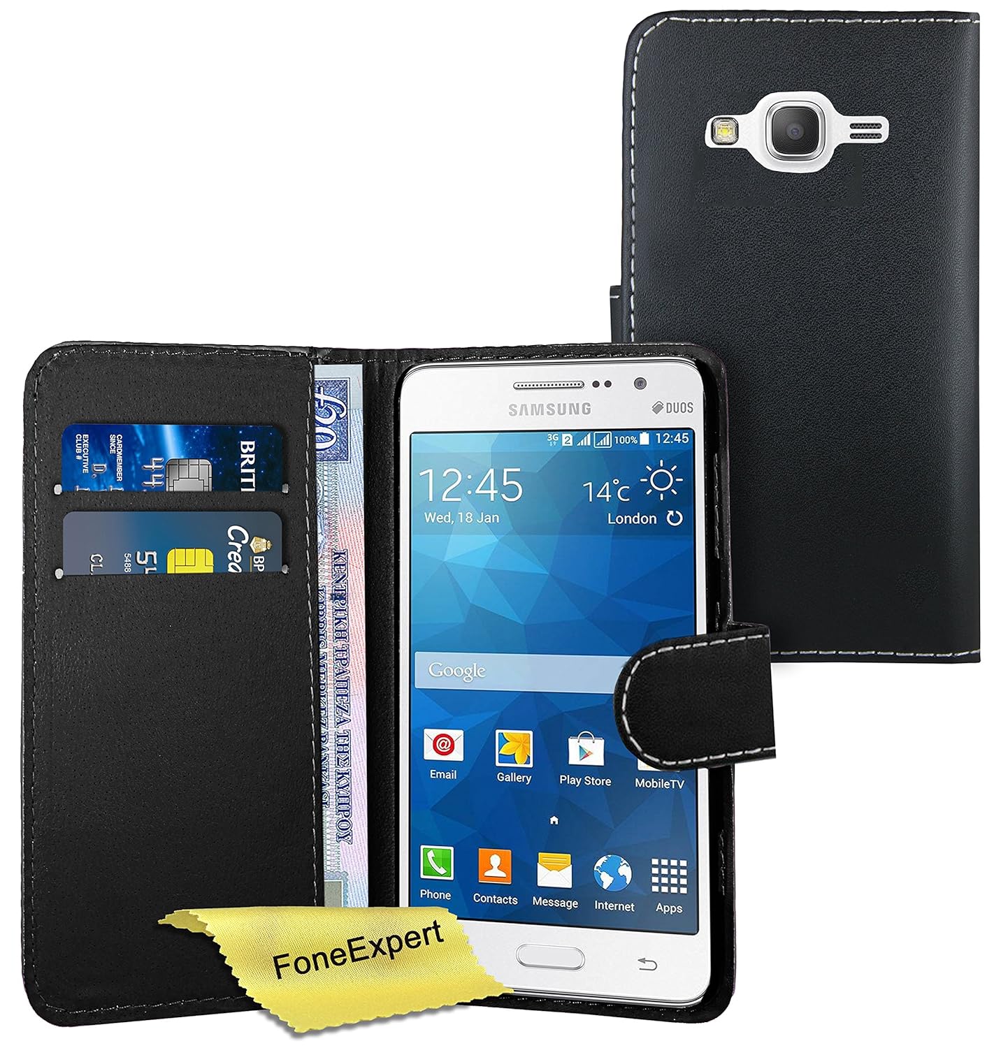 Galaxy Grand Prime Case, FoneExpert® Premium Leather Flip Book Wallet Case Cover for Samsung Galaxy Grand Prime Case, FoneExpert® Premium Leather Flip Book Wallet Case Cover for Samsung
