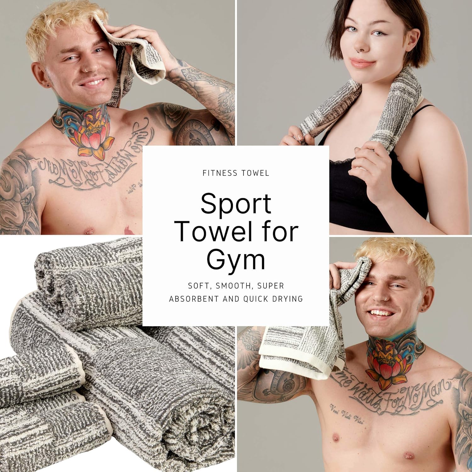 8-Pack Bamboo Bath Towels - 2 Bath Towels, 2 Hand Towels, and 4 Washcloths, Ultra Soft 500 GSM Bamboo Charcoal & Cotton Bathroom Towel Set, Absorbent & Soft Shower Towels, Easy Care Machine Wash Oeko: Home & Kitchen