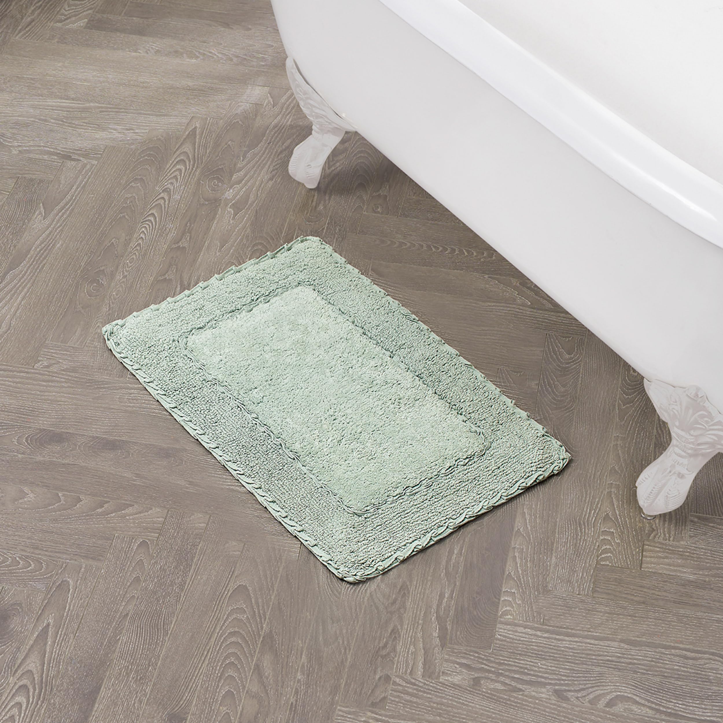 Photo 1 of Laura Ashley Ruffle Border 100% Cotton Bath Rug, Sage Green, 17"x 24"