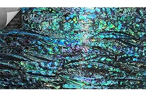 GOMMO Blue Paua Abalone Shell Sheet Veneers Enhanced for Inlay and Overlay Flat (240mm×140mm) (New Zealand Blue Abalone)