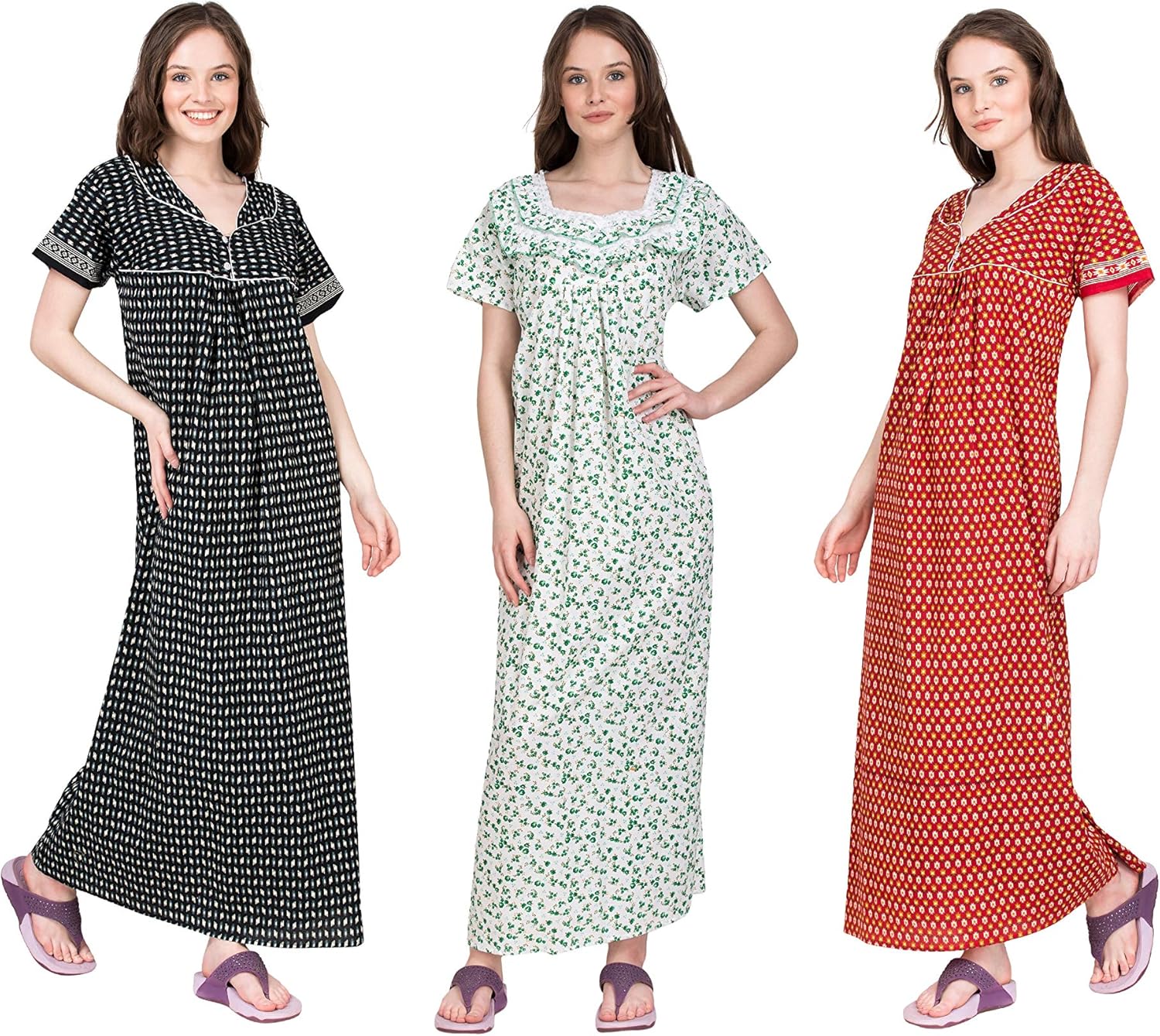 Buy Redglo Wome's Cotton Regular Fit Wear Nighty & Night Gown, Combo