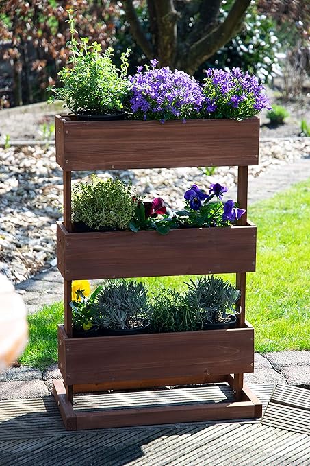 dobar 58525e - Jardinera Vertical con 3 macetas separadas, bancal ...