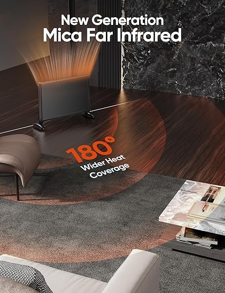 BALLU MICA INFRARED PANEL SPACE HEATER FOR LARGE ROOM,SMART QUIET HEATER WITH PROGRAMMABLE THERMOSTAT,WIFI APP CONTROL,INVERTER ENERGY EFFICIENT FOR INDOOR USE,COMPATIBLE WITH ALEXA,BLACK