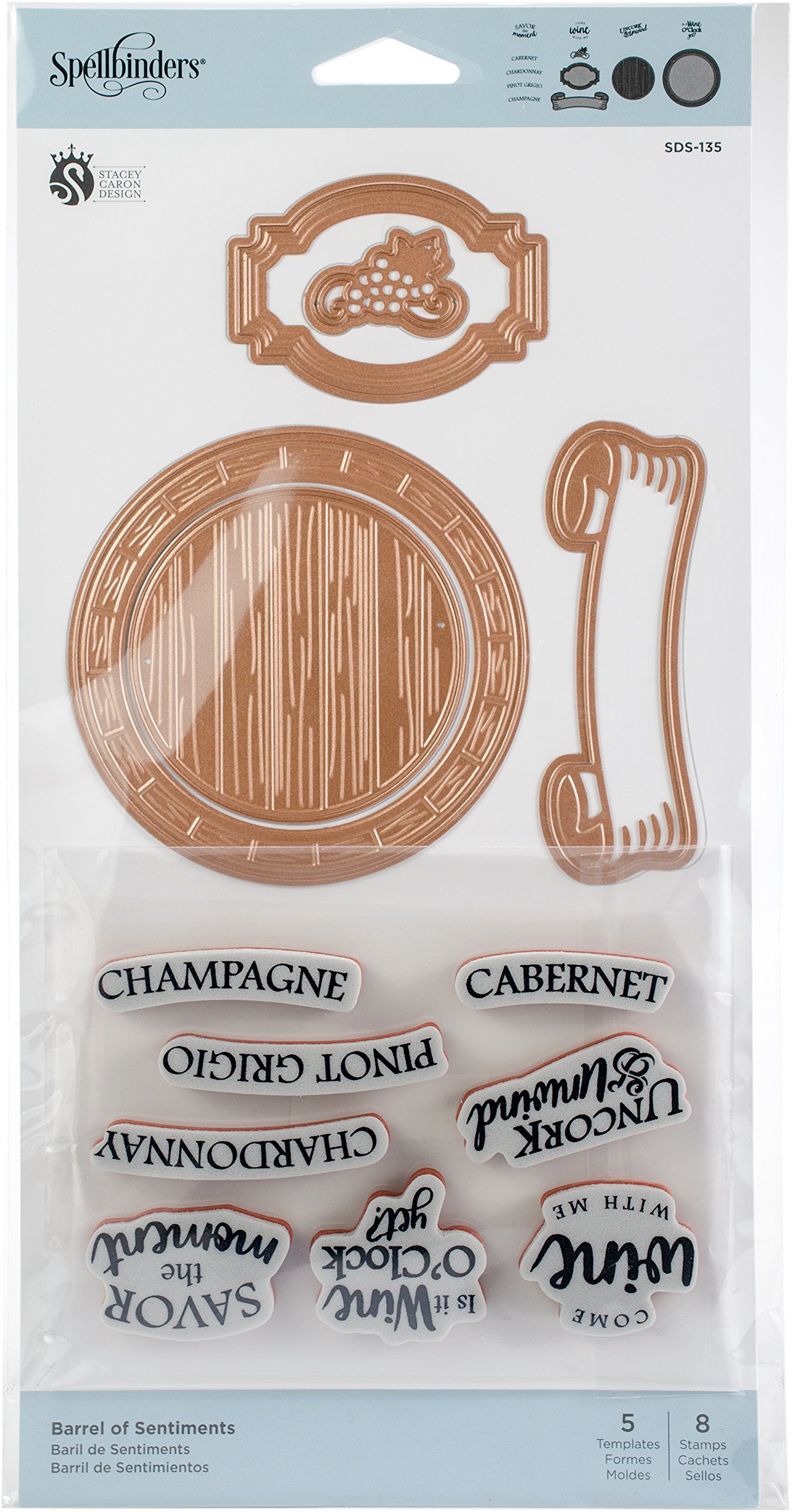 Spellbinders Barrel of Sentiments Stamp and Die Set, Metal, Multi-Colour, 29.7 x 14.7 x 0.6 cm