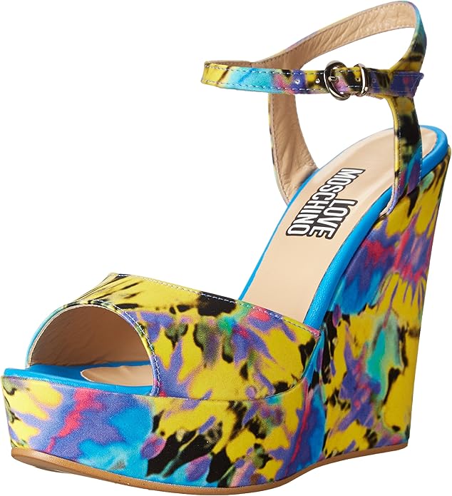 Amazon.com | Love Moschino Women's Tye Dye Wedge Sandal, Multi, 38 BR/8 M US | Platforms & Wedges