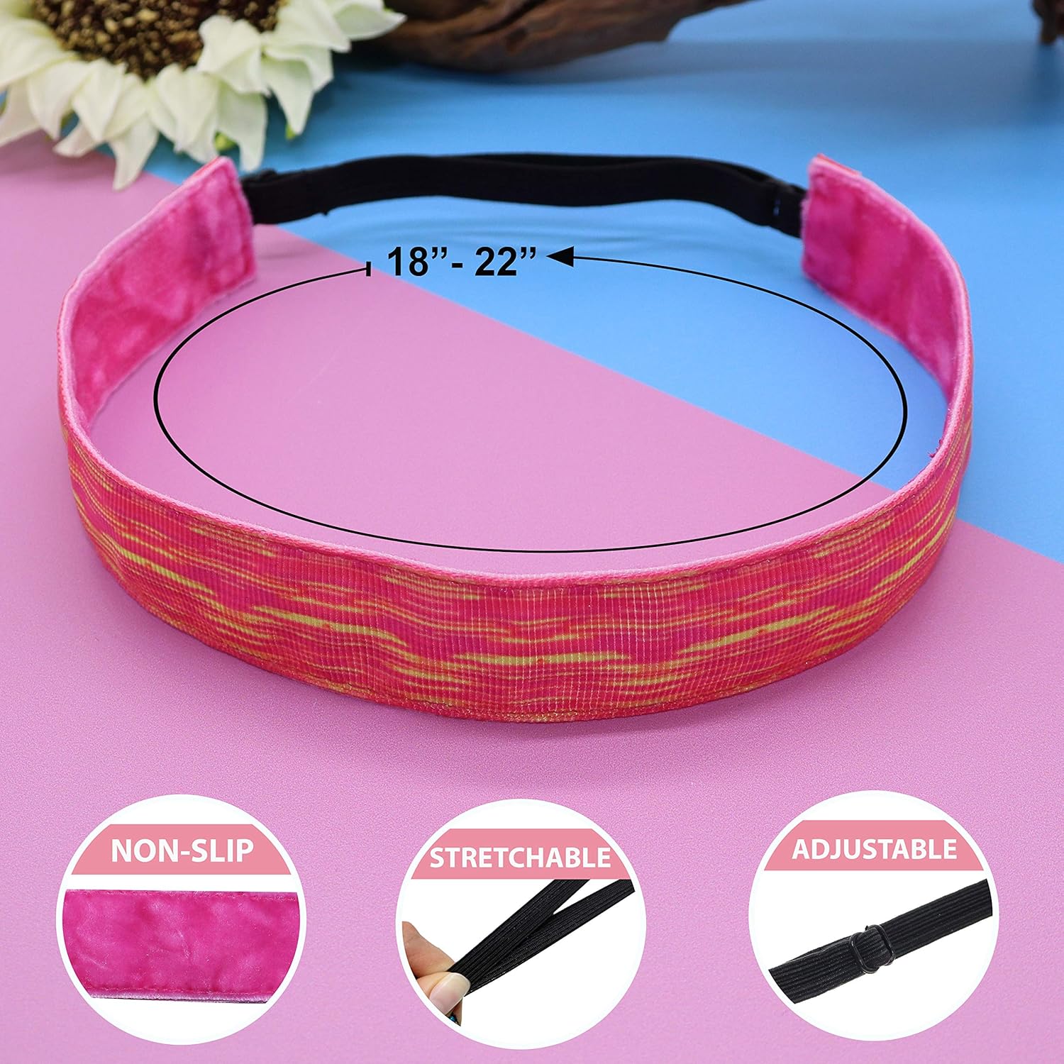 FROG SAC 6 PCS Space Tie Dye Headbands for Teen Girls, Adjustable No Slip Hairband Pack, Comfortable Tie-Dye Head Bands for Kids, Tiedye Hair Accessories Party Favors for Women, VSCO Girl Headband: Beauty