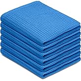 Blue Needles Waffle Weave Kitchen Towels, 15x25 Inches 100% Cotton Set of 6 Dish Towels for Kitchen, Ultra Soft & Absorbent with Hanging Loop, Spring Summer Dish Rags for Quick Drying - Sky Blue