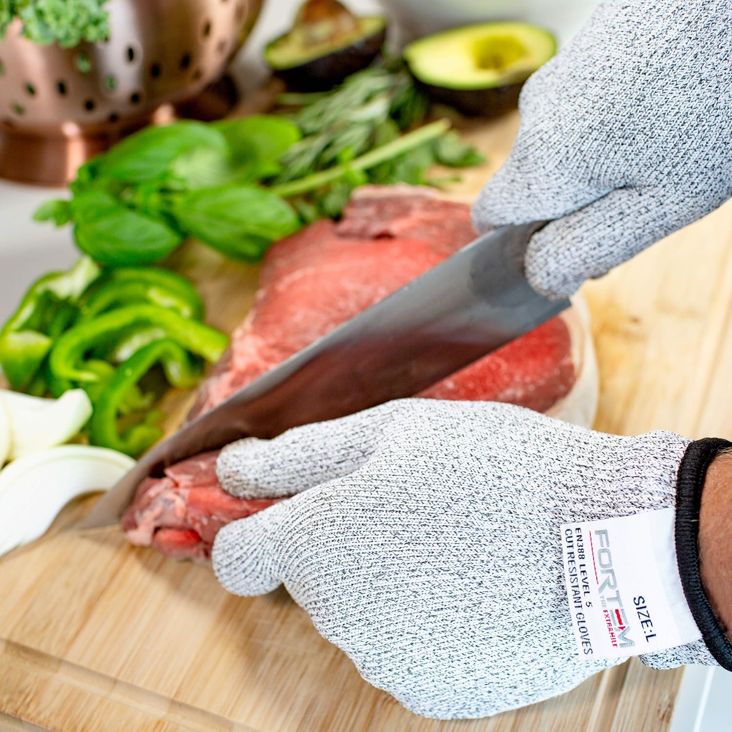 Fortem Cut Resistant Gloves, 2 Pairs (4 Gloves), Level 5 Protection, Food Grade, EN388 Certified (Medium) - - 