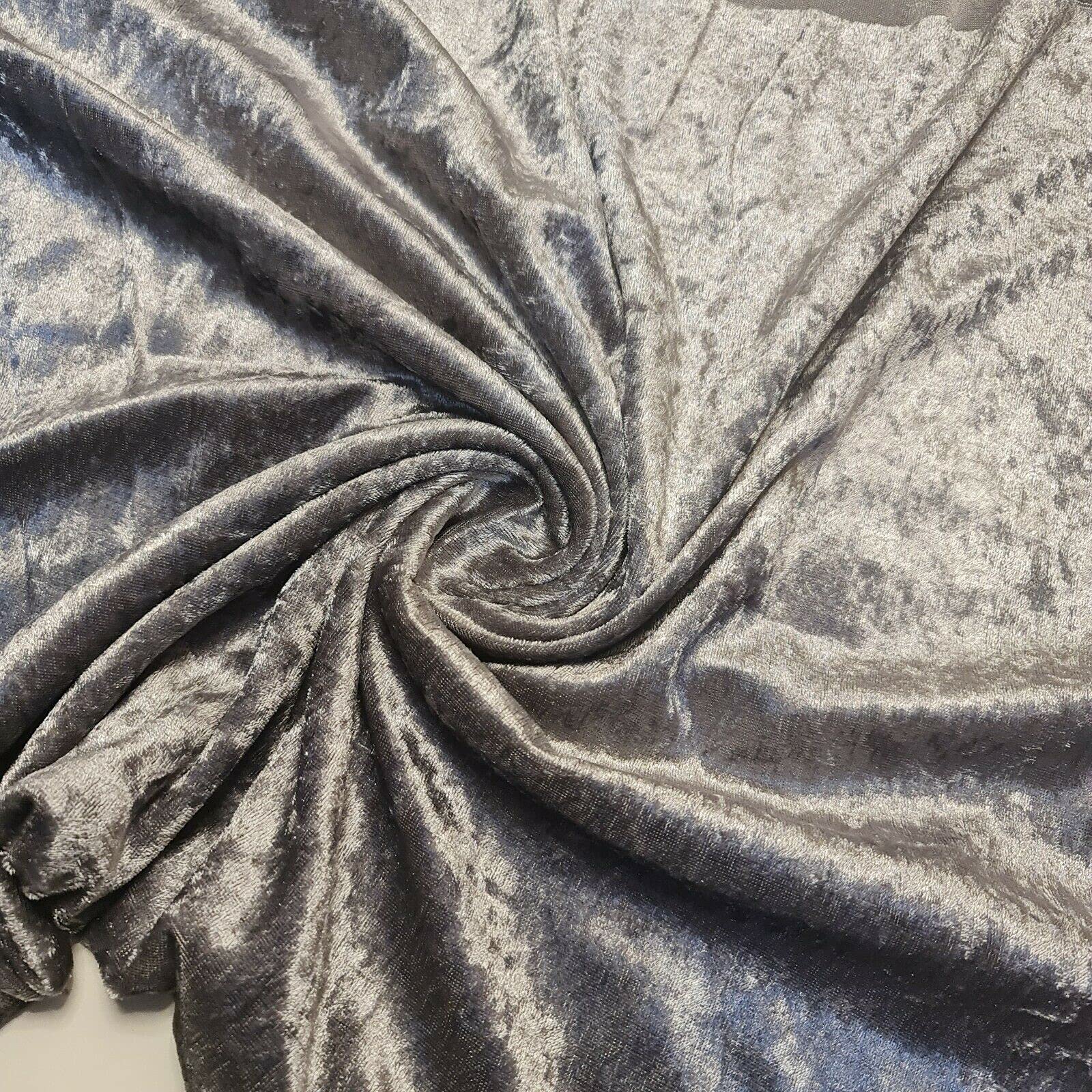 EP Premium Crushed Velvet Fabric Craft Stretch Velour Material Extra Wide - 58" - 150 cm Wide Sold As Pre - Cut Lengths (Grey)