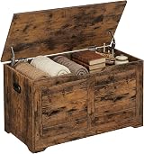 VASAGLE Chest Bench Blanket Box 2 Hinges 136 kg Load Honey Brown LSB061K01