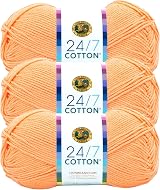 (3 Pack) Lion Brand 24/7 Cotton Yarn Creamsicle 100% Mercerized Cotton