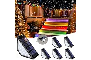 SOLPEX 6 Pack Solar Christmas Lights Outdoor, 24 LEDs Solar Stair Lights Outdoor Christmas Decorations for Porch Stair Step Deck Patio Yard Garden (RGB)