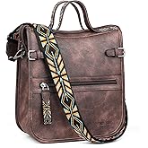 FADEON Crossbody Bags Purses for Women Designer Cross Body Shoulder Bag Purse PU Leather Top Handle Handbag Wide Strap