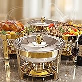 Trivico Chafing Dishes for Buffet Set,4 Pack 6QT, No Assemble Stainless Steel Food Warmers for Catering, Parties & Events, Gold Colors Chafing Dish Buffet Set