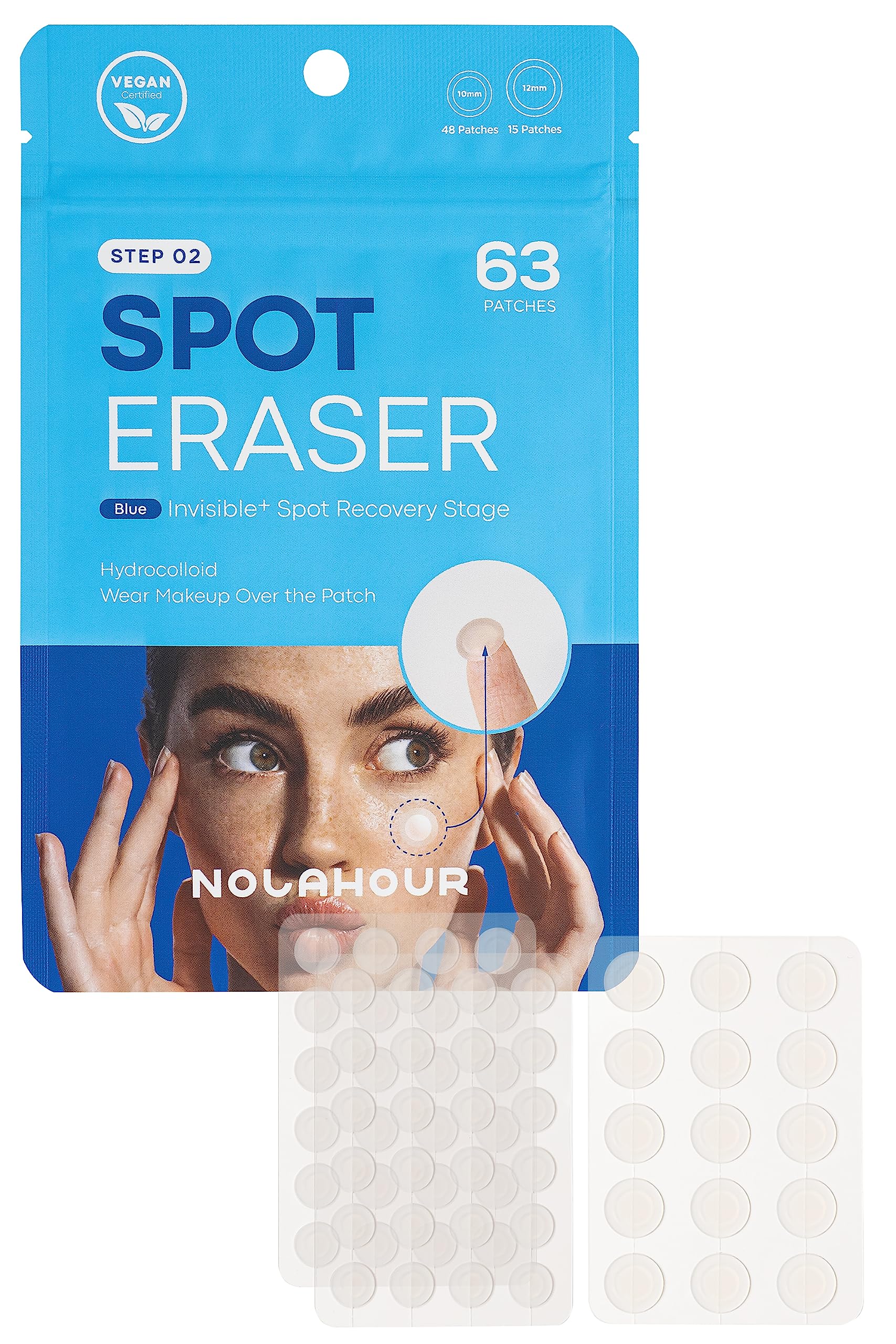 NOLAHOUR Hydrocolloid Patch STEP2 | Invisible Ultra-Thin Bandages | Vegan Patch for Pimple-Prone Skin | Korean Skin Care Face Pimple Patches (Pack of 1, 63 Patches)