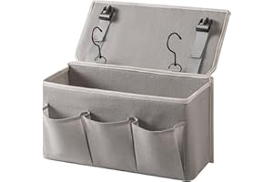 SOMETETH Bedside Caddy/Bedside Storage Organizer Hanging Bag with Three Options,Suitable for home beds, sofas, and dormitory beds—can hold magazines, books, phones, iPads, remote controls. (Gray)