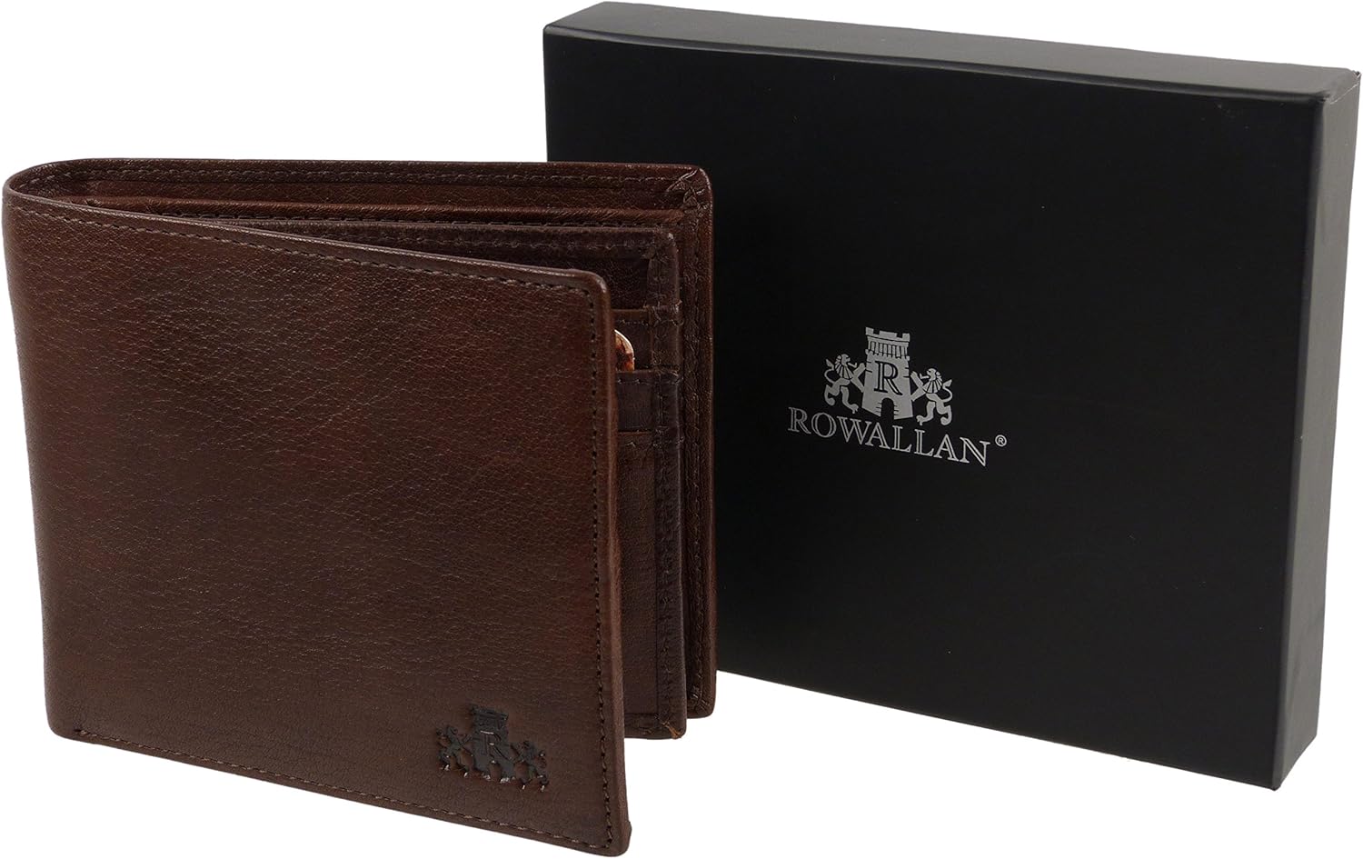 Mens Vintage Buffalo Leather Wallet by Rowallan; Verona Collection Credit Cards VegTan, Brown - Image 3