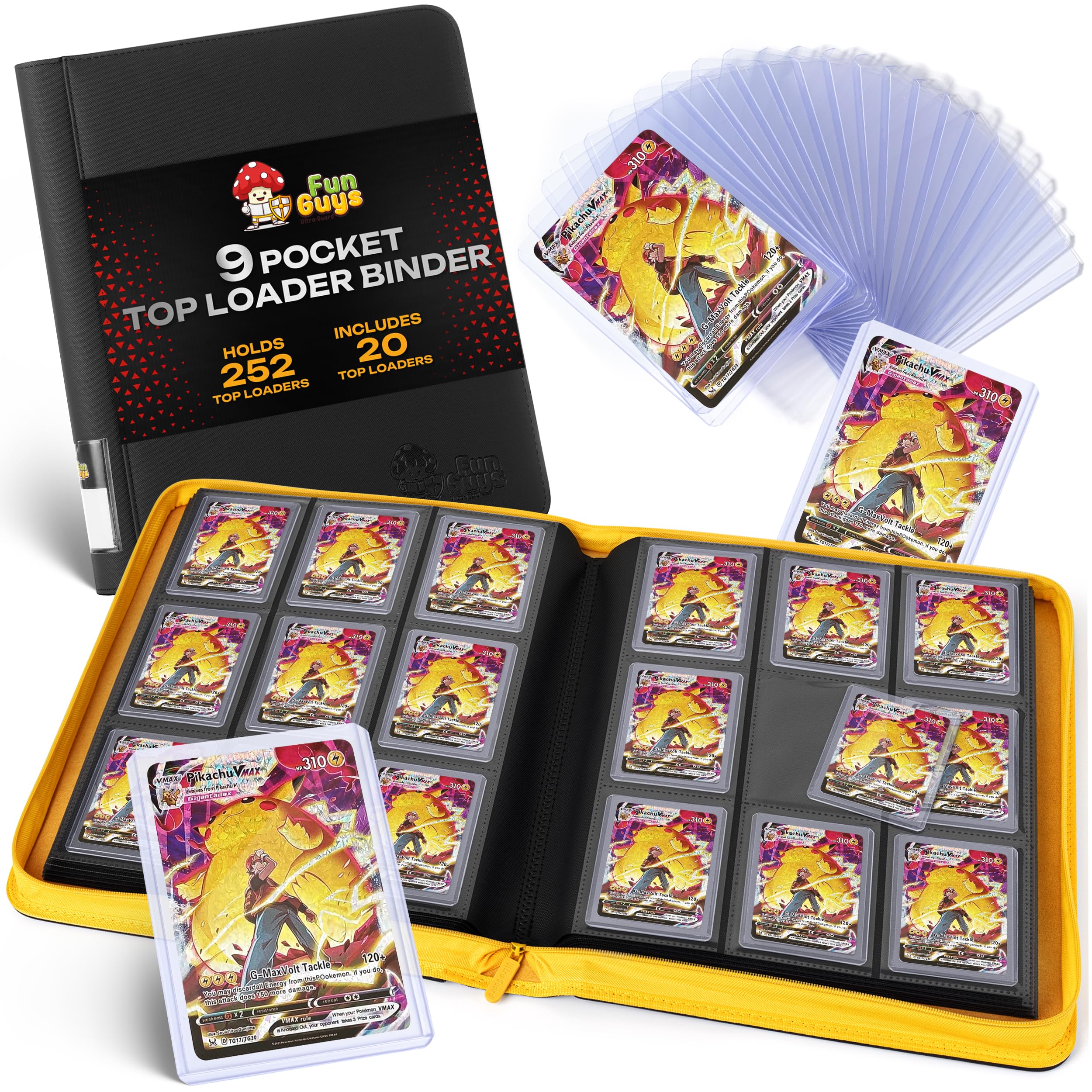 FunGuys Toploader Binder, Trading Card Binder Storage, 252 9 Pocket Top Loader Pokemon Binder, Card Collection for Yugioh, MTG, TCG, Card Folders for Trading Cards โ image 1