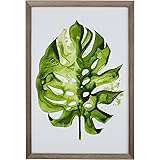 Amazon Brand – Stone & Beam Modern Tropical Green Monstera Leaf Print II Framed Wall Art Decor - 14 x 20 Inch Frame, Wood-Tone