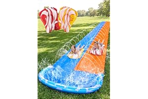 JOYIN 22.5ft Water Slides and 2 Bodyboards, Lawn Slide Summer Slip Waterslides Toy with Build in Sprinkler for Backyard Outdo