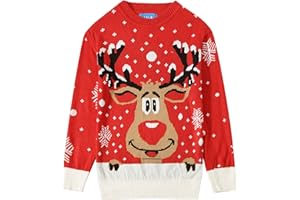 SSLR-Youth-Big-Boys-Ugly-Christmas-Sweater-Funny Holiday Sweater Santa Clause Reindeer Pullover Knitted Cute