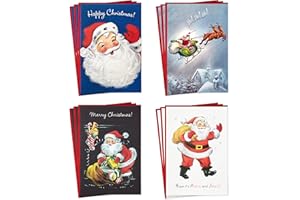 Hallmark Boxed Christmas Cards, Vintage Santa Claus (4 Designs, 12 Cards and Envelopes)