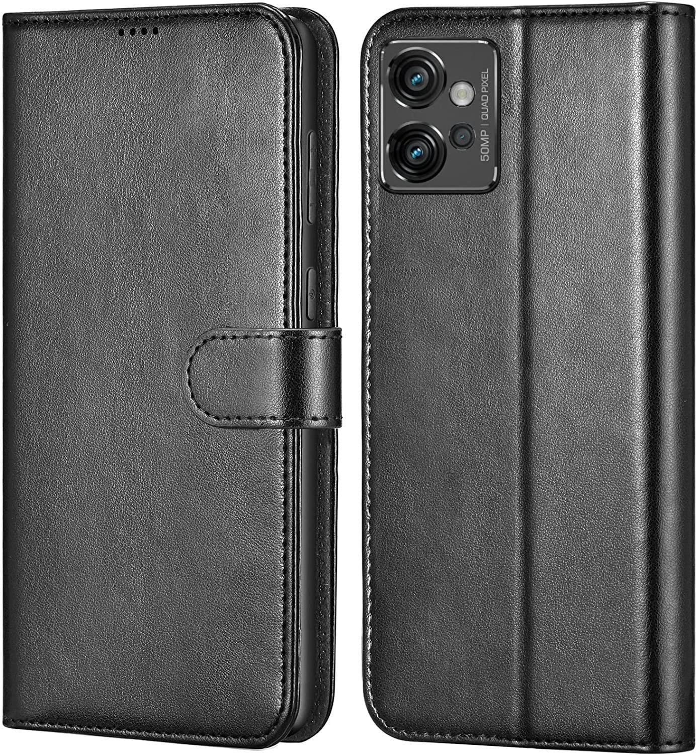 AMAZE!UK For Motorola Moto G32 5G Phone Case, Leather Flip Magnetic Closure Protective Book Design Card Slot Wallet Stand View Cover Moto G32/motog32 (Black)