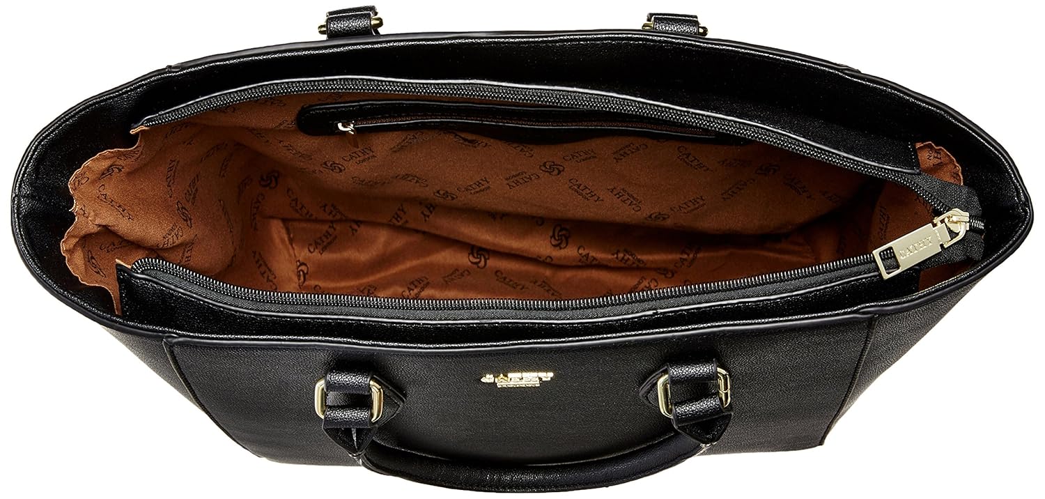 cathy london women's handbag, material- synthethic leather, colour- black