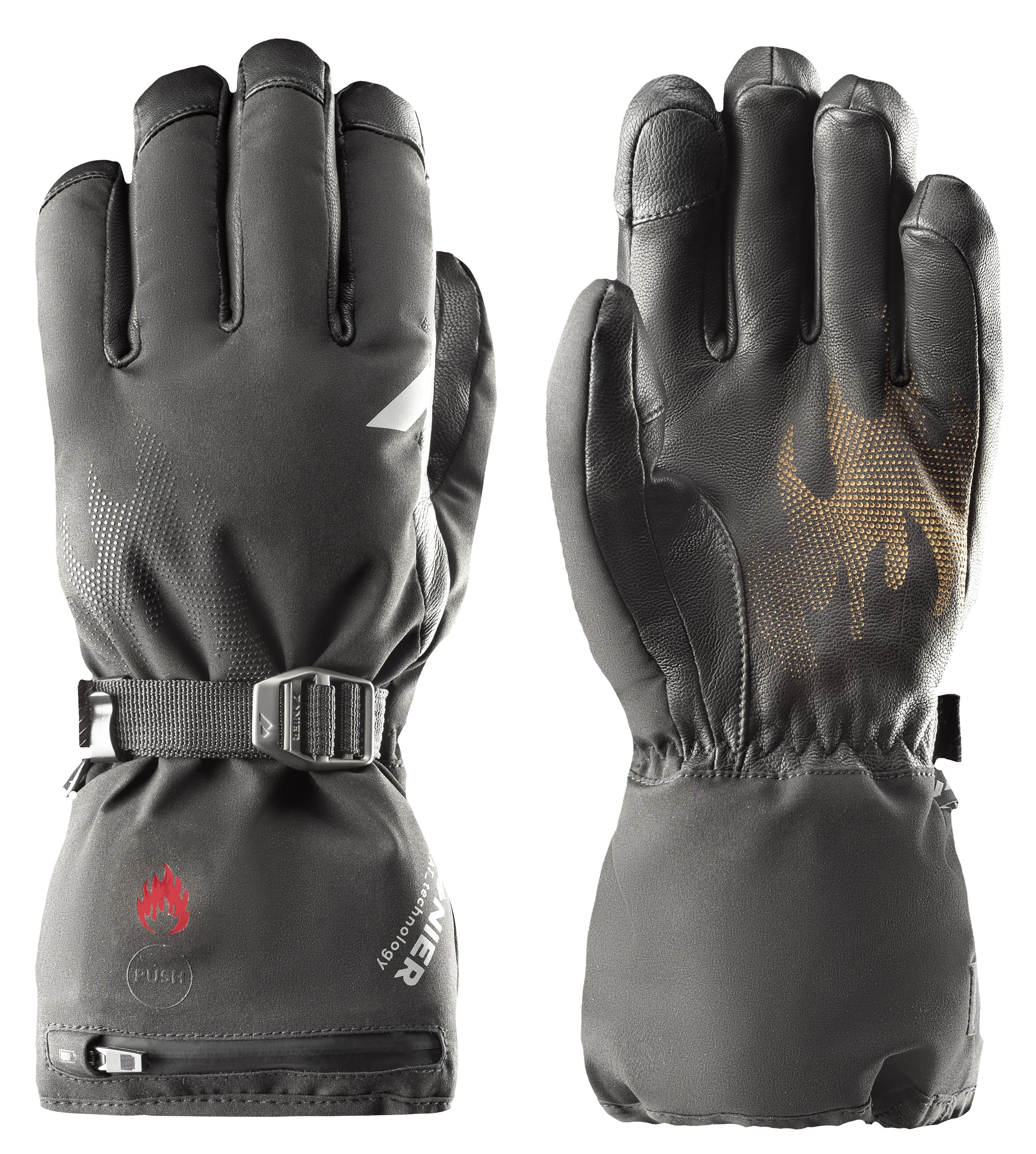 Zanier Heat.STX Black Heated Waterproof Thermal Ski Gloves