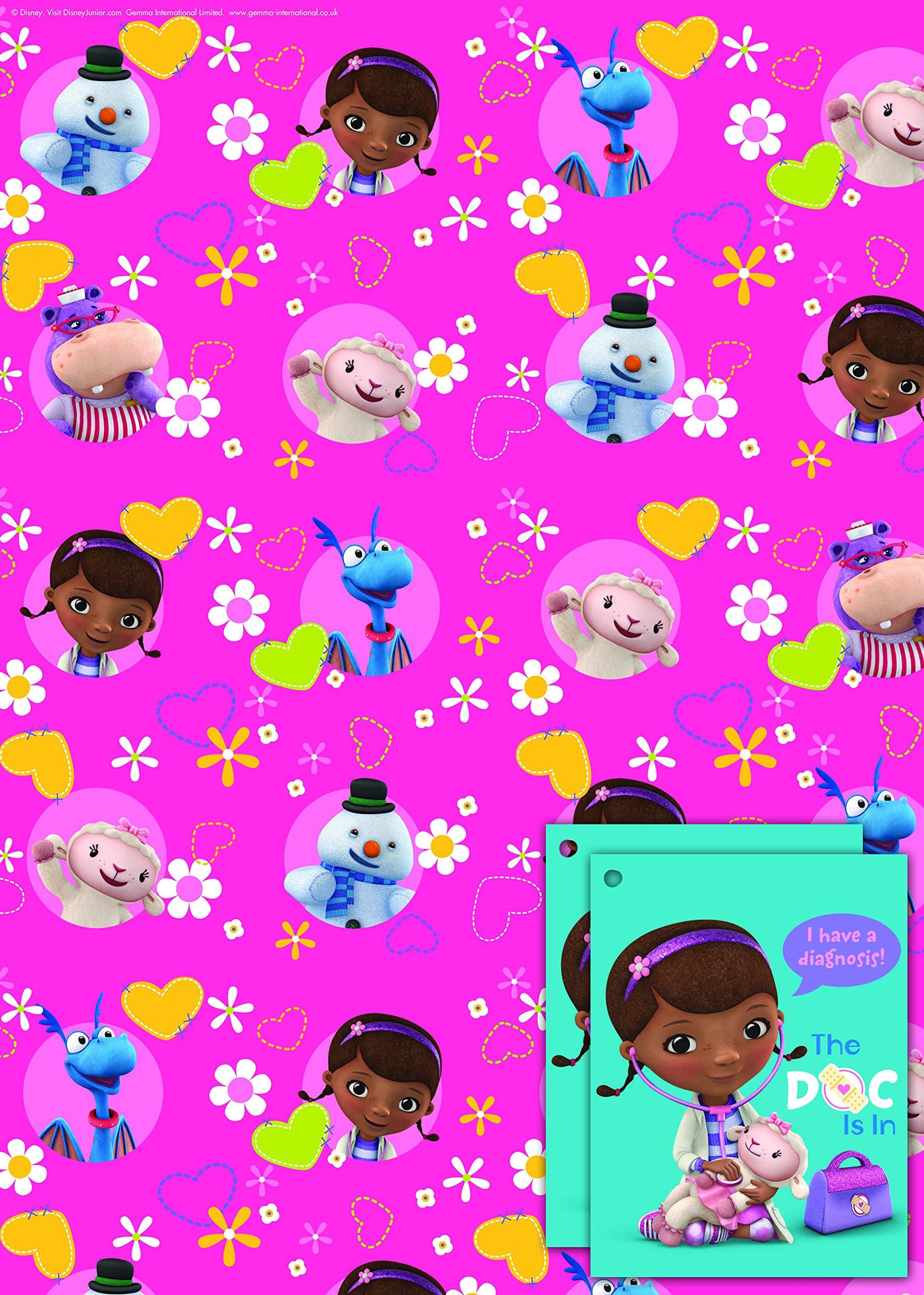 Disney Doc McStuffin 2X Gift Wrap Sheets and 2X Gift Tags