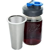 County Line Kitchen - Cold Brew Mason Jar iced Coffee Maker, Durable Glass, Heavy Duty Stainless Steel Filter, Flip Cap…