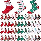 Ramede 150 Pairs Christmas Fuzzy Socks Bulk Fluffy Xmas Slipper Socks for Women Colorful Warm Xmas New Year Winter Gifts (Novelty Style)