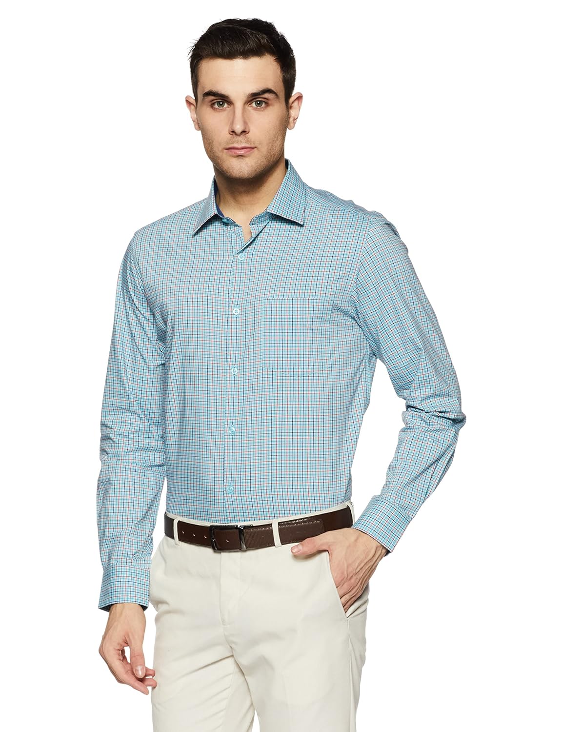 diverse men's checkered regular fit formal shirt