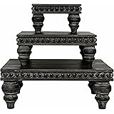 Farmhouse Tiered Tray Decor by Felt Creative Home Goods - Shabby Chic Vintage Wood Risers for Coffee Bar, Bathroom, Kitchen I