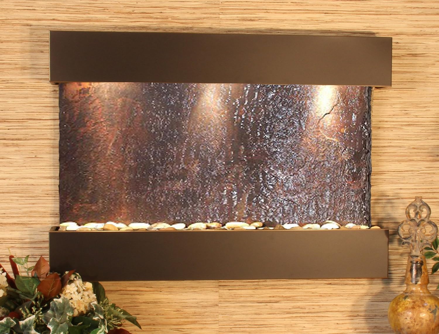 Reflection Creek Water Feature with Blackened Copper Trim and Square Edges (Natural Multi-Color Slate): Home & Kitchen
