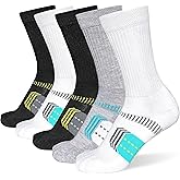 suaskk Womens Cushioned Athletic Running Crew Socks Breathable Wicking Comfort Hiking Socks 5 Pairs