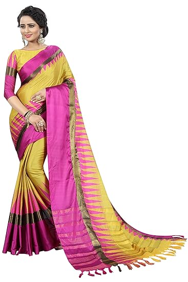 Womens cotton Silk Saree With Blouse Piece (LongTampleVariation)