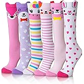Girls Knee High Socks Kids Crazy Fun Gift Silly Tall Boot Cute Animal Cotton Long Socks 6 Pairs