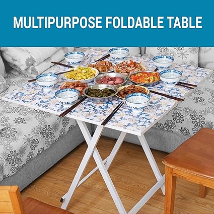 TIED RIBBONS Multipurpose Foldable Coffee Table for Picnic Party Home Living Room Patio Garden Indoor Outdoor(Wood and Metal,58cm x 58cm x 50cm)