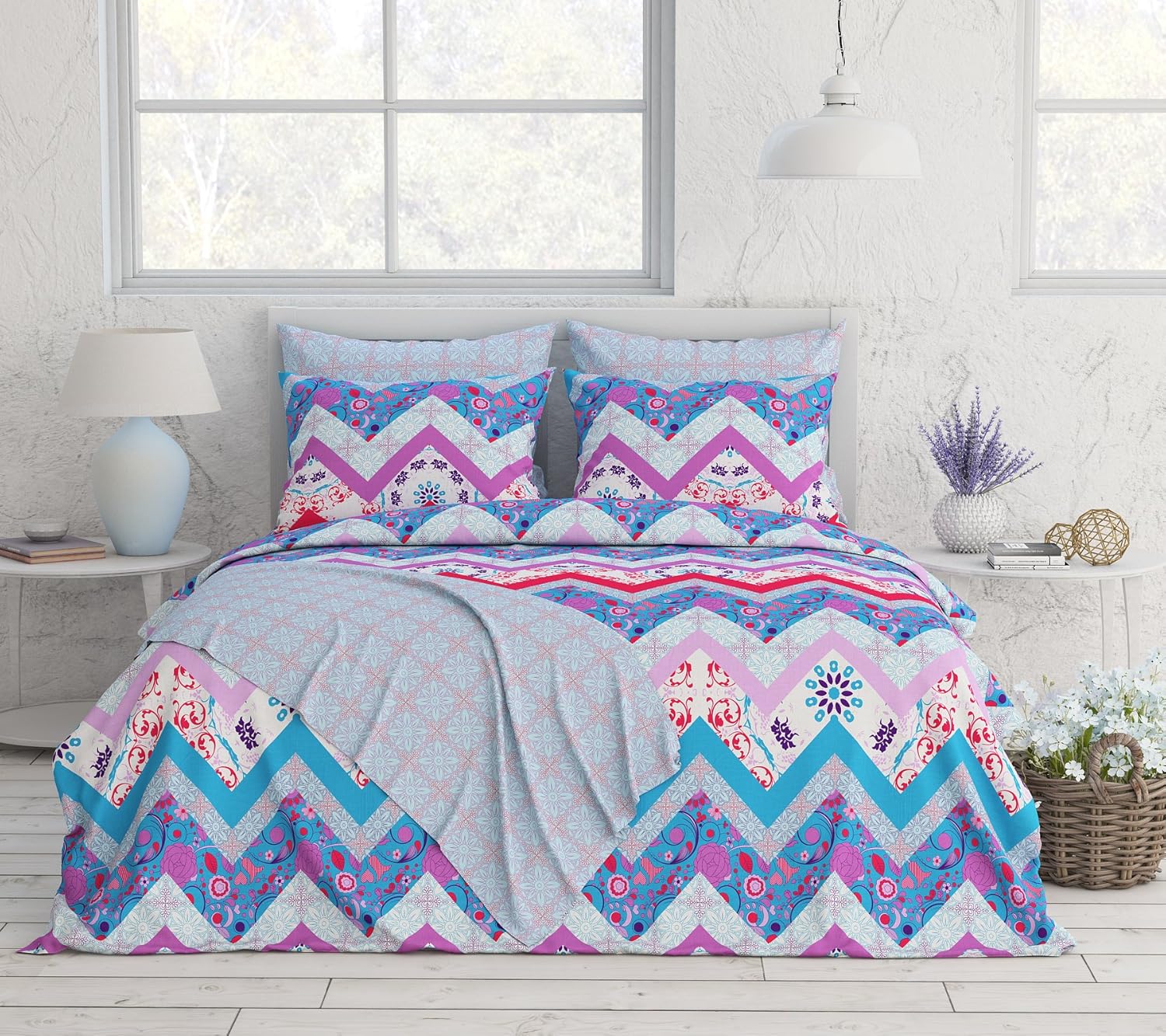 Amazon Com Livingston Home Turkish Collection Bedding Sheets King Chevron Jacobean 6 Piece Home Kitchen