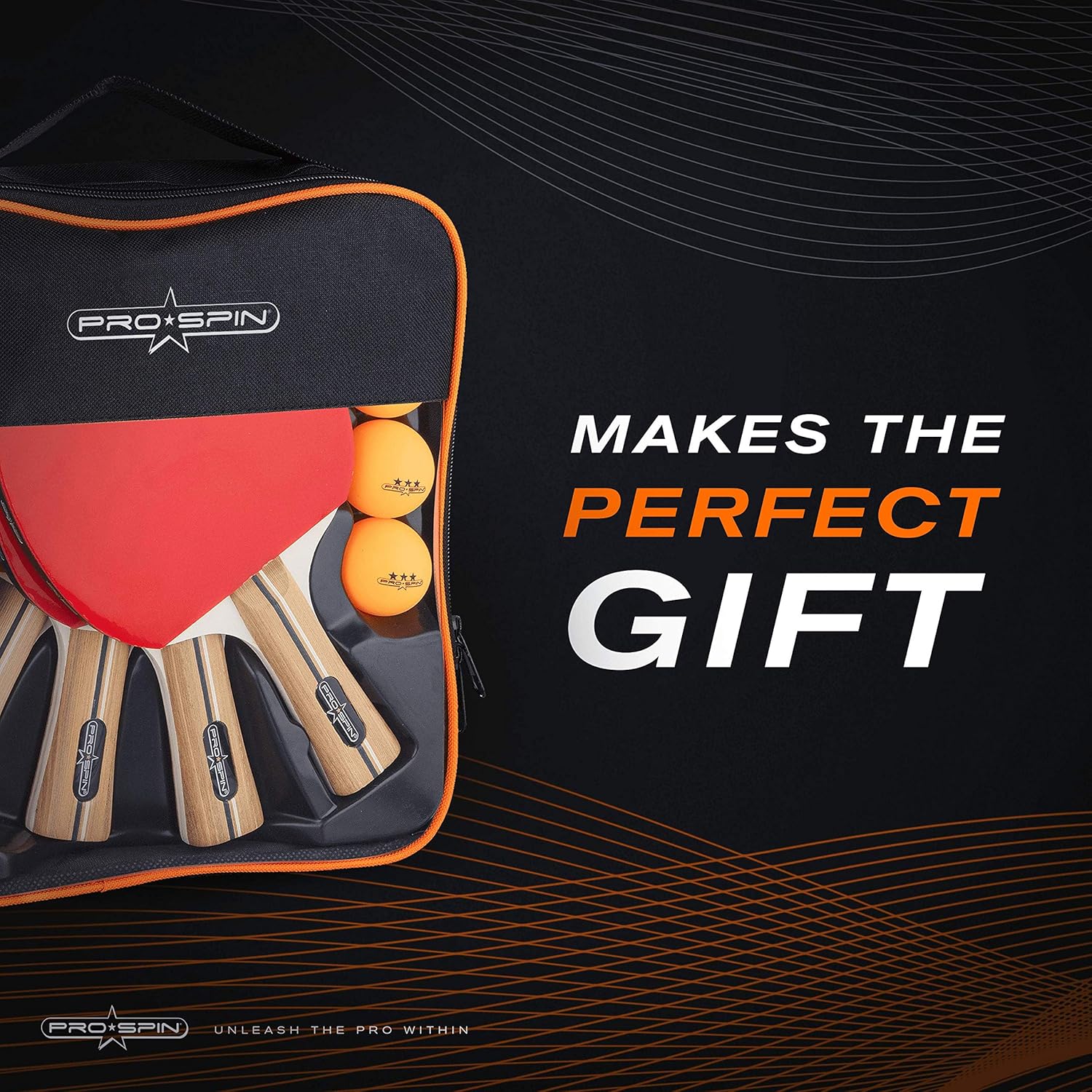 PRO SPIN Ping Pong Paddles - High-Performance Set of 4 Table Tennis Rackets, 8 Ping Pong Balls (3-Star), Premium Carrying Case | Professional Ping Pong Paddle Set for All Levels | Indoor Outdoor Games : Sports & Outdoors