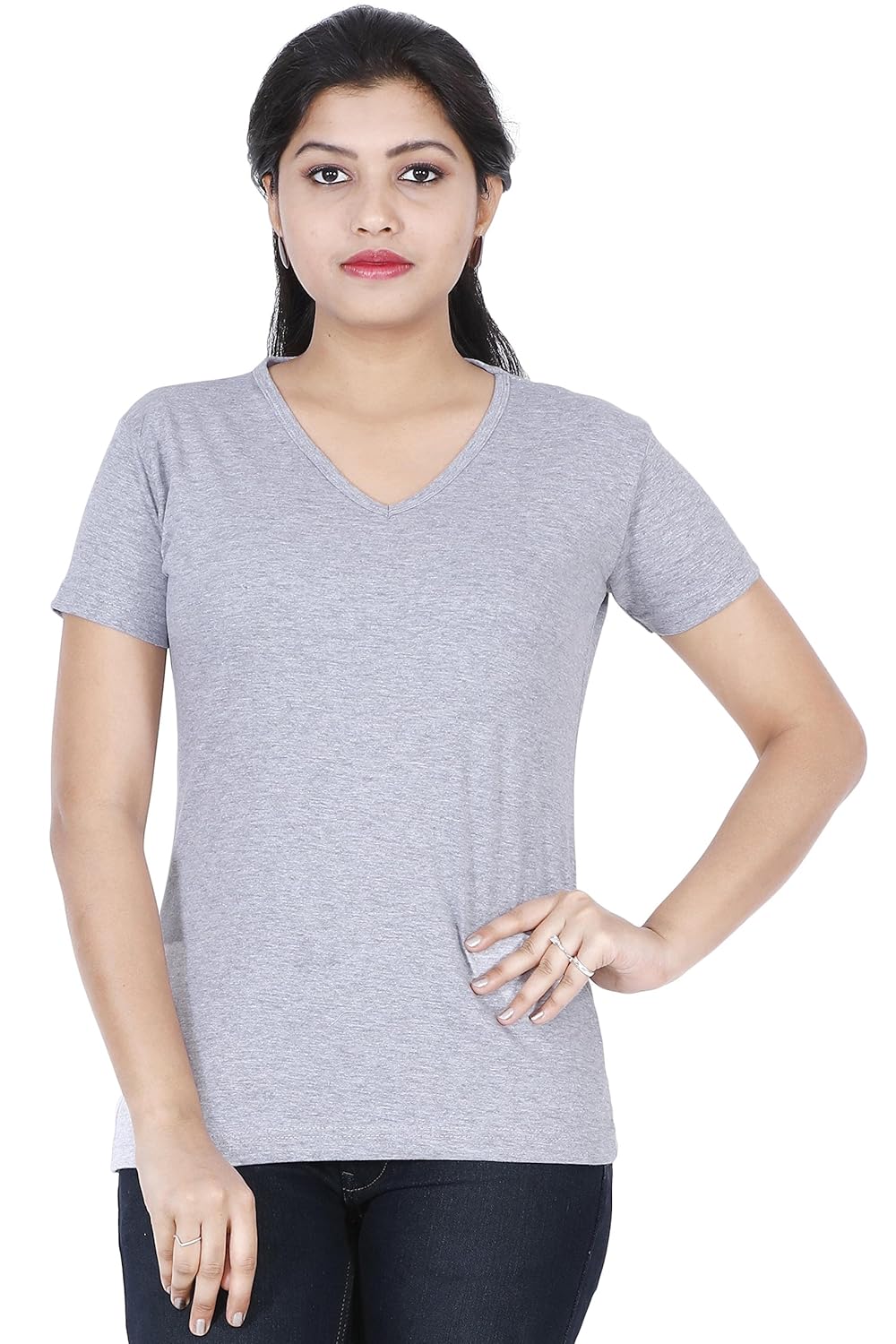 fleximaa women's cotton plain v-neck t-shirts (pack of 3)