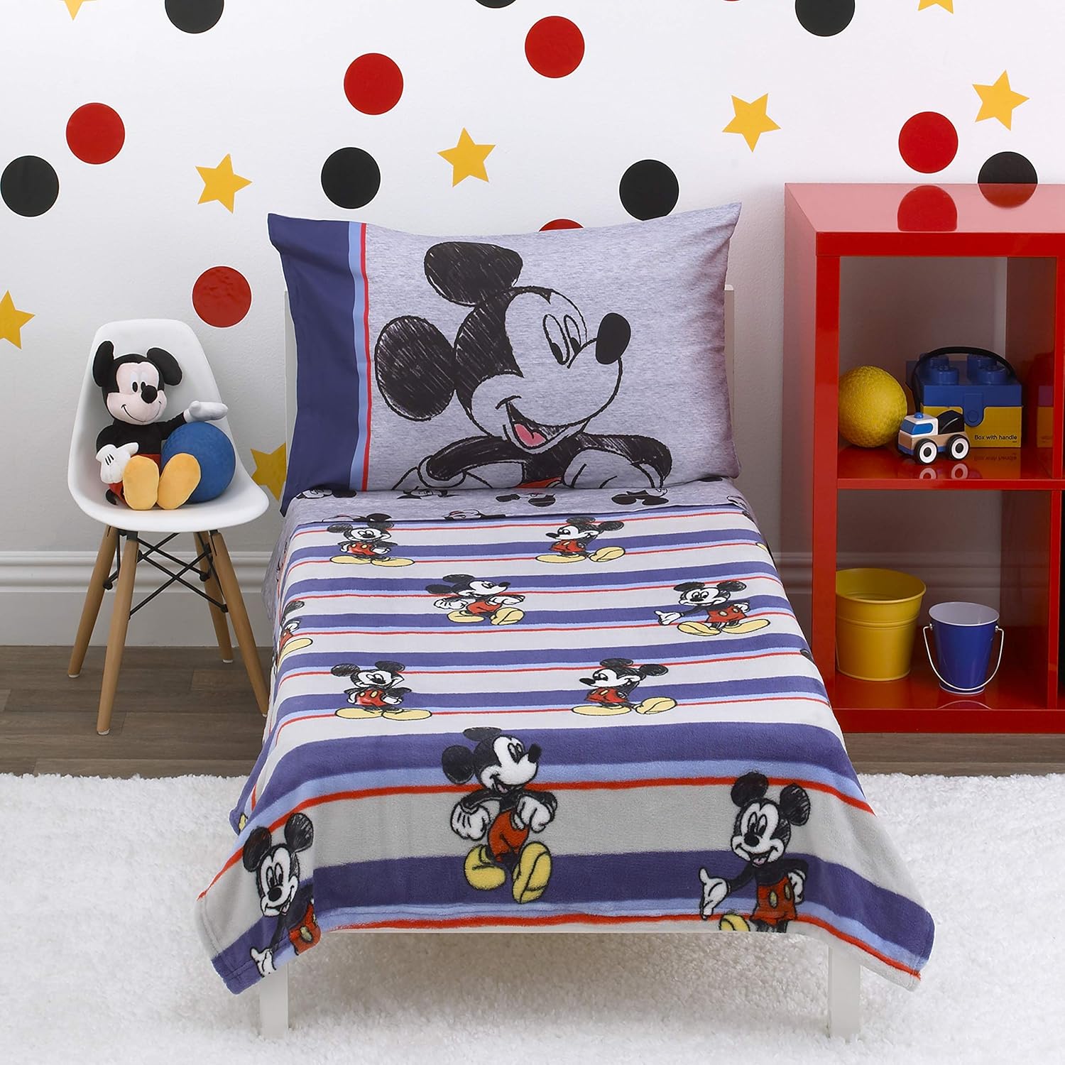 Black Disney Mickey Mouse 4Piece Toddler Bed Set Coral Fleece Toddler