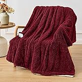 Easthome Electric Heated Throw Blanket - Jacquard Shaggy Sherpa 50"x60" Fast Heating Bed Blankets with 6 Heating Levels & 4 Hours Auto Off, Over-Heated Protection ETL, Red