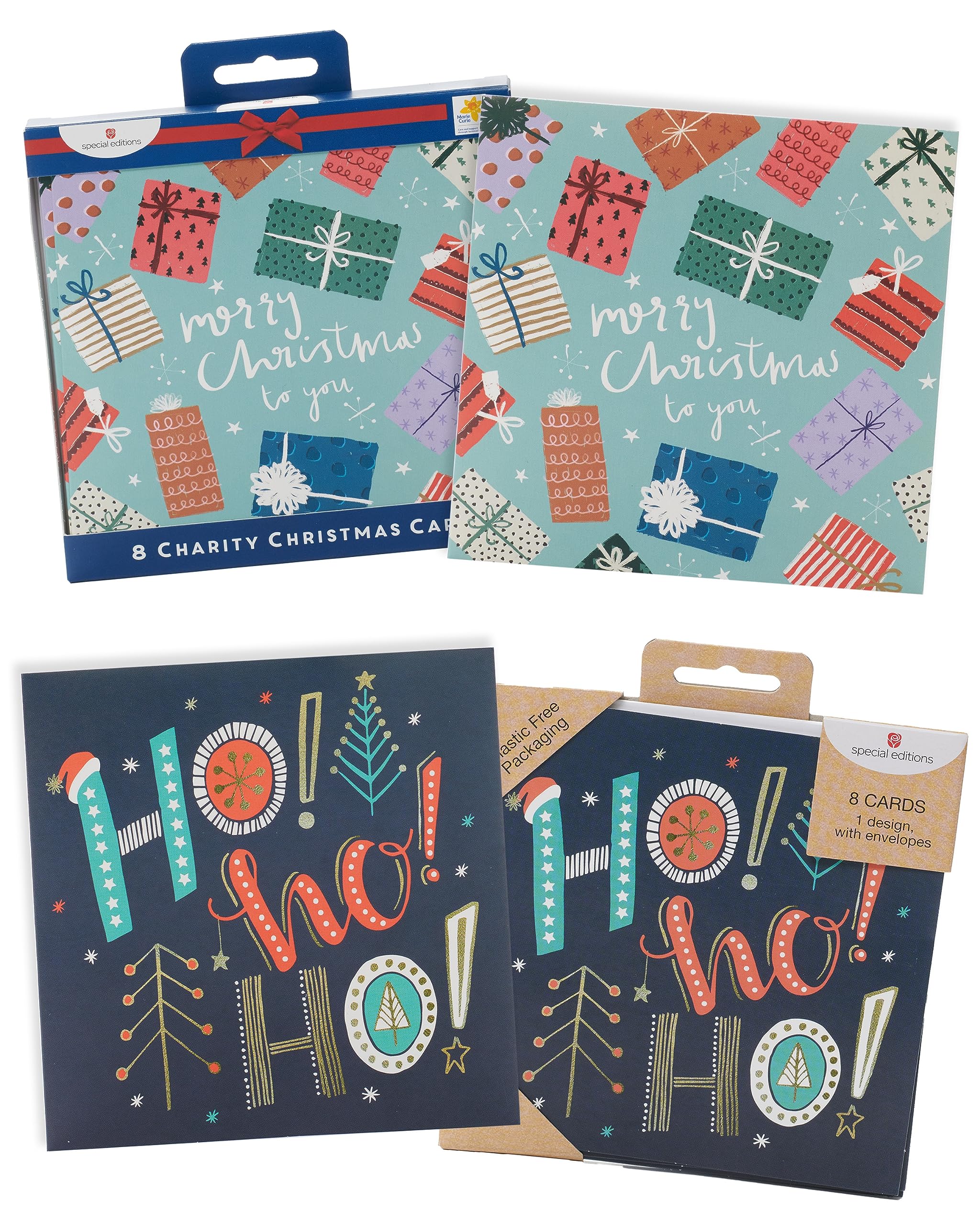 UK Greetings Multipack of 16 Christmas Cards for Him/Her/Friend - 2 Contemporary Designs